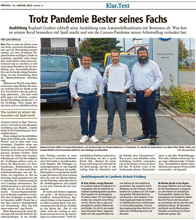 Trotz Pandemie Bester seines Fachs