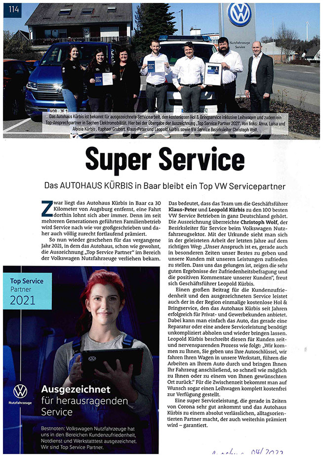Super Service Auszeichnung Top Service Partner